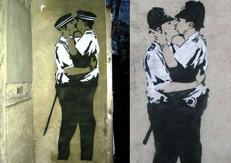 banksy-greifswald468 Banksy Greifswald küssende Burschen