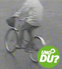 sparkassen-ueberfall-gruene200 Wahlplakat der Gruenen Montage Banküberfall Und du?