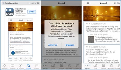 Screenshots-Fleischervorstadt-Blog-App468 Screenshots 17vier-App iOS