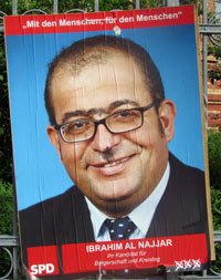ibrahim-al-najjar-spd-plakat200 Beschmiertes Wahlplakat Ibrahim Al Najjar SPD