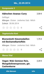 mensa app greifswald screenshot Screenshot der Mensaplan-App