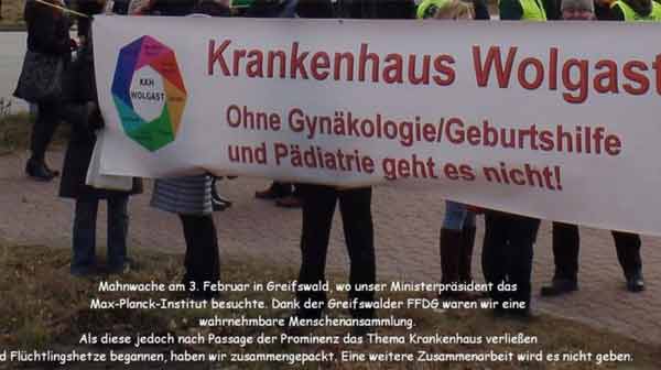 Bürgerinitiative demonstriert in Greifswald gegen die Schließung des KKH Wolgast KKH Wolgast FFDG BI