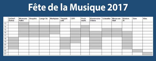 Fete de la Musique, Programm Greifswald 2017 Fete de la Musique Greifswald 2017