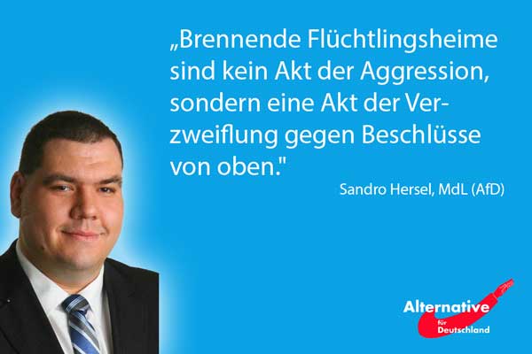 Sandro Hersel (AfD)legitimiert brennende Flüchtlingsheime Sandro Hersel (AfD) brennende Flüchtlingsheime