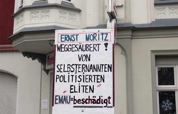 Menschenkette für Arndt: Plakat eines Arndt-Anhängers Plakat eines Arndt-Anhängers bei der Menschenkette in Greifswald
