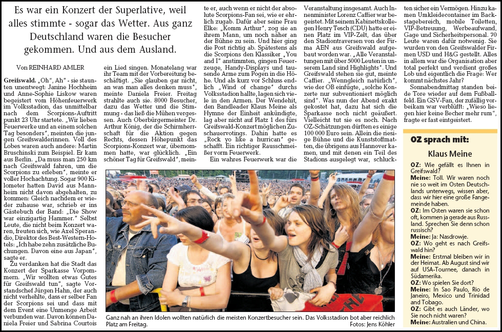 Scorpions in Greifswald