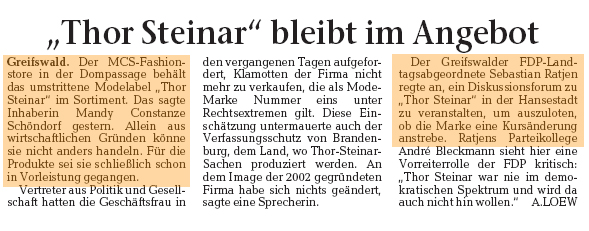 Thor Steinar Debatte Greifswald