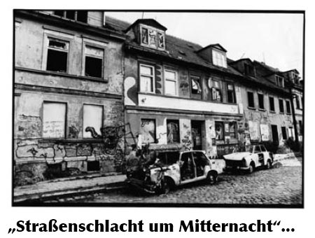 Reste einer Straßenschlacht in Greifswald