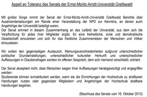 toleranzappell-uni-greifswald468 Toleranzappell Universität Greifswald