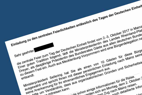 Einladung an "Greifswald hilft Geflüchteten" zum Tag der deutschen Einheit. Einladung Tag der deutschen Einheit