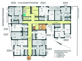 Grundriss des Wohnbaus